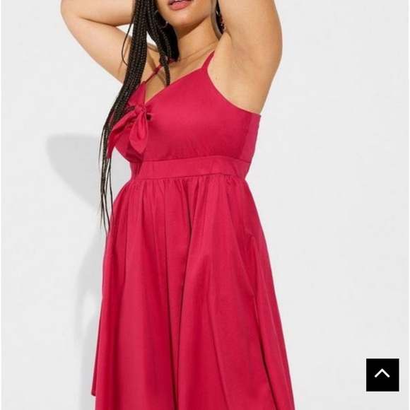 Mini poplin tie-front skater dress - Picture 2 of 7